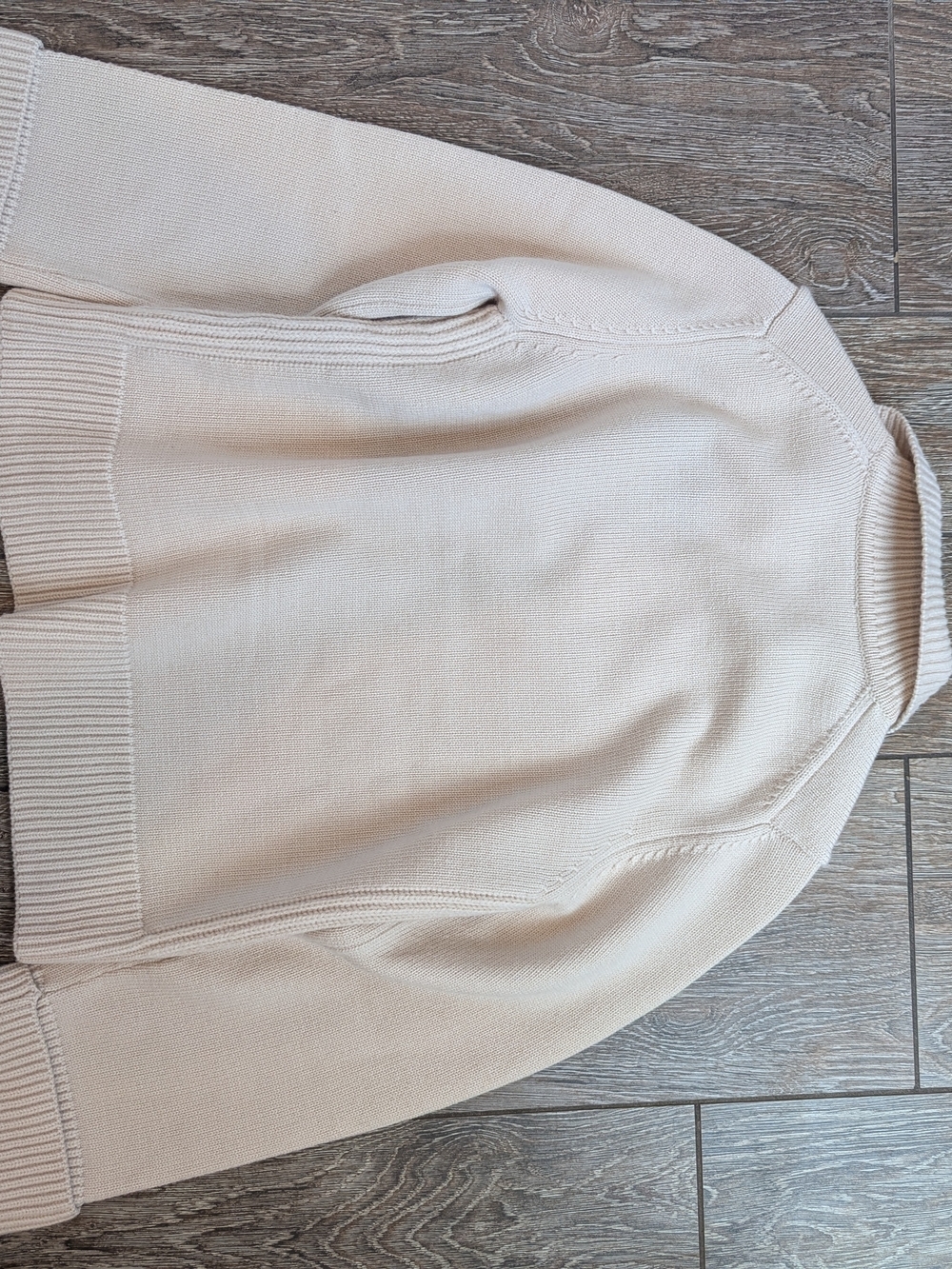 Magaschoni Cream Collared Wool Sweater Medium V Neck Old Money Johnny Collar - Picture 5 of 8